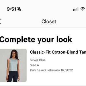 Lululemon classic fit cotton-blend tank top